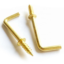 China professional directly supply l type shaped hook screw Gold Color Metal L Shaped Screw Hook